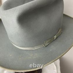 Vtg Stetson Felt Cowboy Hat Open Road Silver Belly 3x Beaver 7-1/8,1950s Fedora