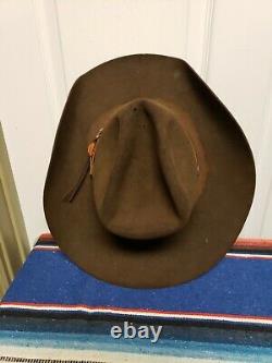 Vtg Stetson Western Hat Size Fits Like 7 1/8 Brown Stain Grunge Holes Sweat