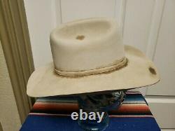 Vtg Western Hat Size 6 7/8 Beige Super Grunge Beaver Cowboy Buckle Hat Band