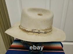 Vtg Western Hat Size 6 7/8 Beige Super Grunge Beaver Cowboy Buckle Hat Band