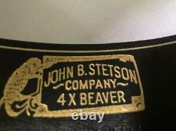 XXXX Stetson Cowboy Hat-4X Beaver-Size 71/8 Box-Black-Vtg-JBS